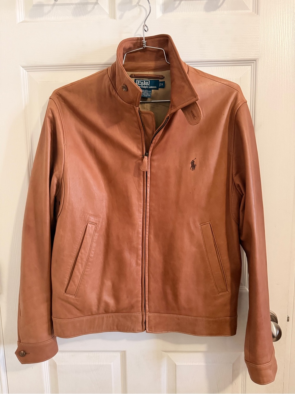 Vintage Polo by Ralph Lauren Tan Leather Bomber Jacket